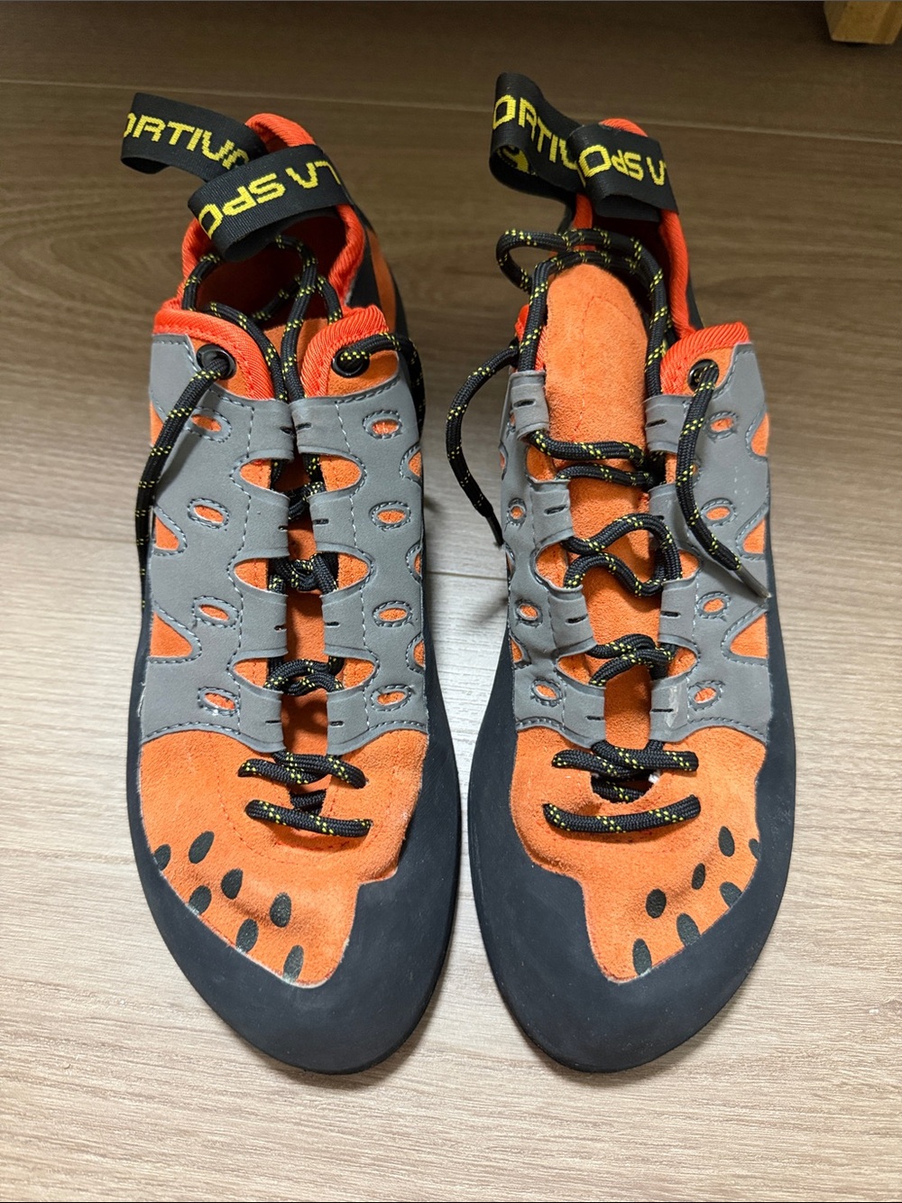La Sportiva Orange and Gray Climbing Shoes